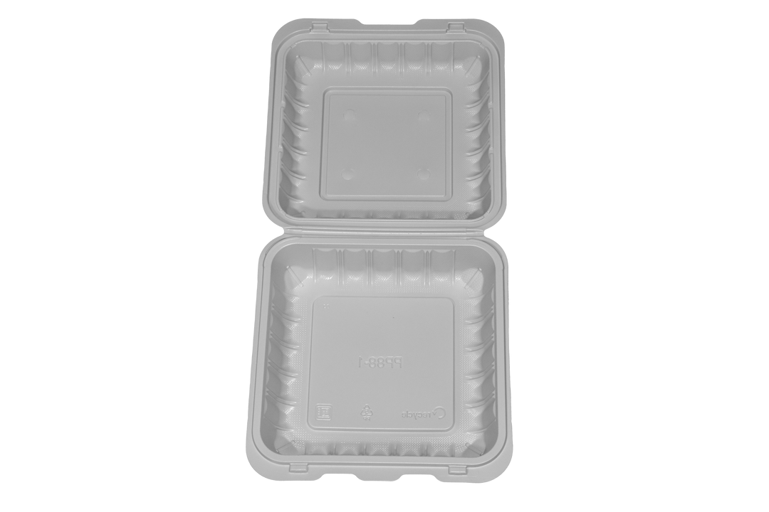 PP-081 | PP Microwavable Rectangular Container, 1-Compartment, 8 x 8 x 3", 150/case