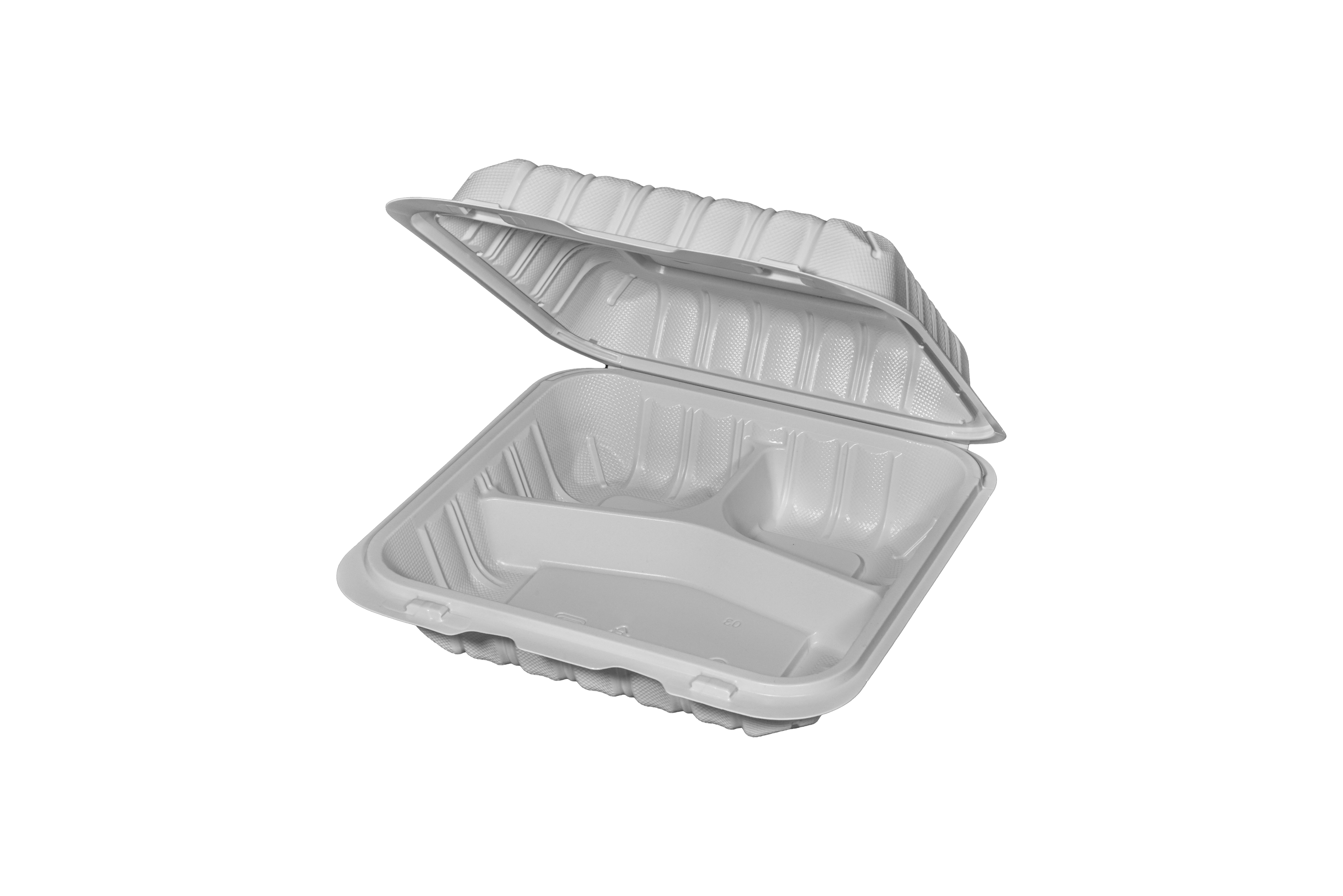 PP-093 | PP Microwavable Rectangular Container, 3-Compartment, 9 x 9 x ...