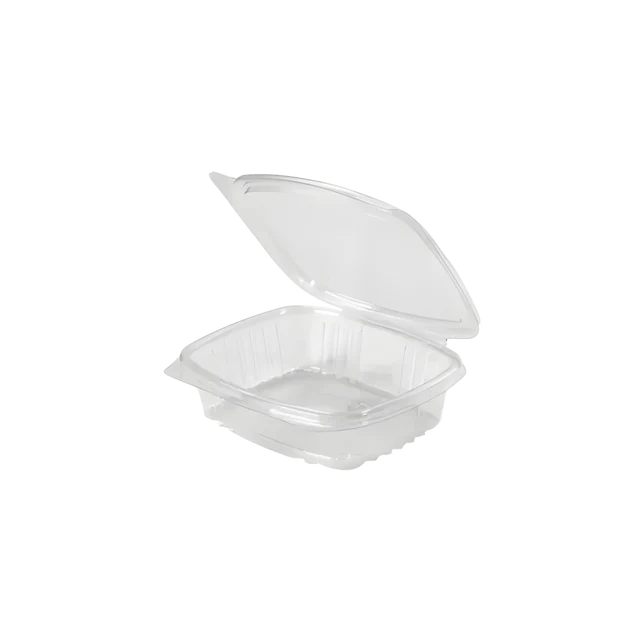 DE508 | Clear Clamshell Plastic Container, Flat Lids, 8oz, 200/case