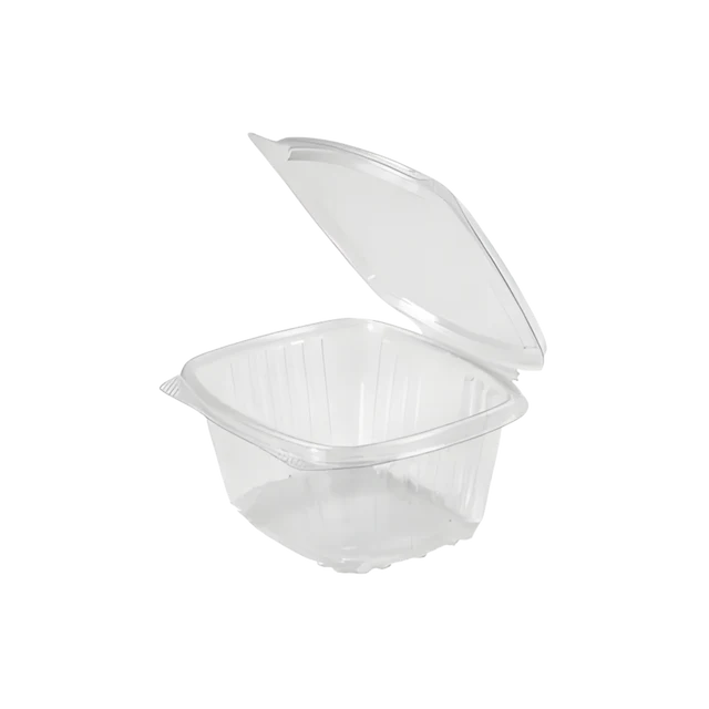 DE516 | Clear Clamshell Plastic Container, Flat Lids, 16oz, 200/case