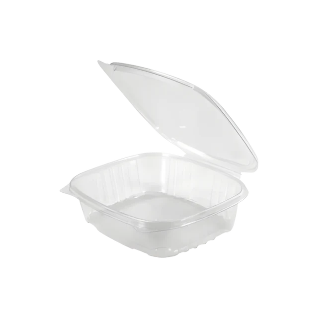 DE532 | Clear Clamshell Plastic Container, Flat Lids, 32oz, 200/case