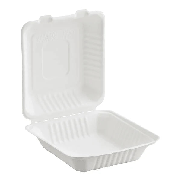 EF-1881 | Bagasse Rectangular Container, 1-Compartment, 8 x 8 x 3'', 200/case